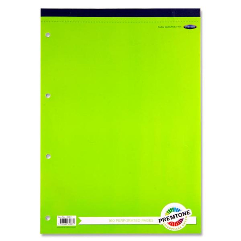 Premto A4 Refill Pad - Top Bound - 160 Pages - Caterpillar Green | Stationery Shop UK