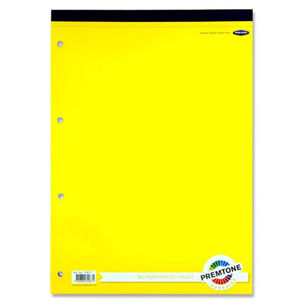 Premto A4 Refill Pad - Top Bound - 160 Pages - Sunshine Yellow | Stationery Shop UK