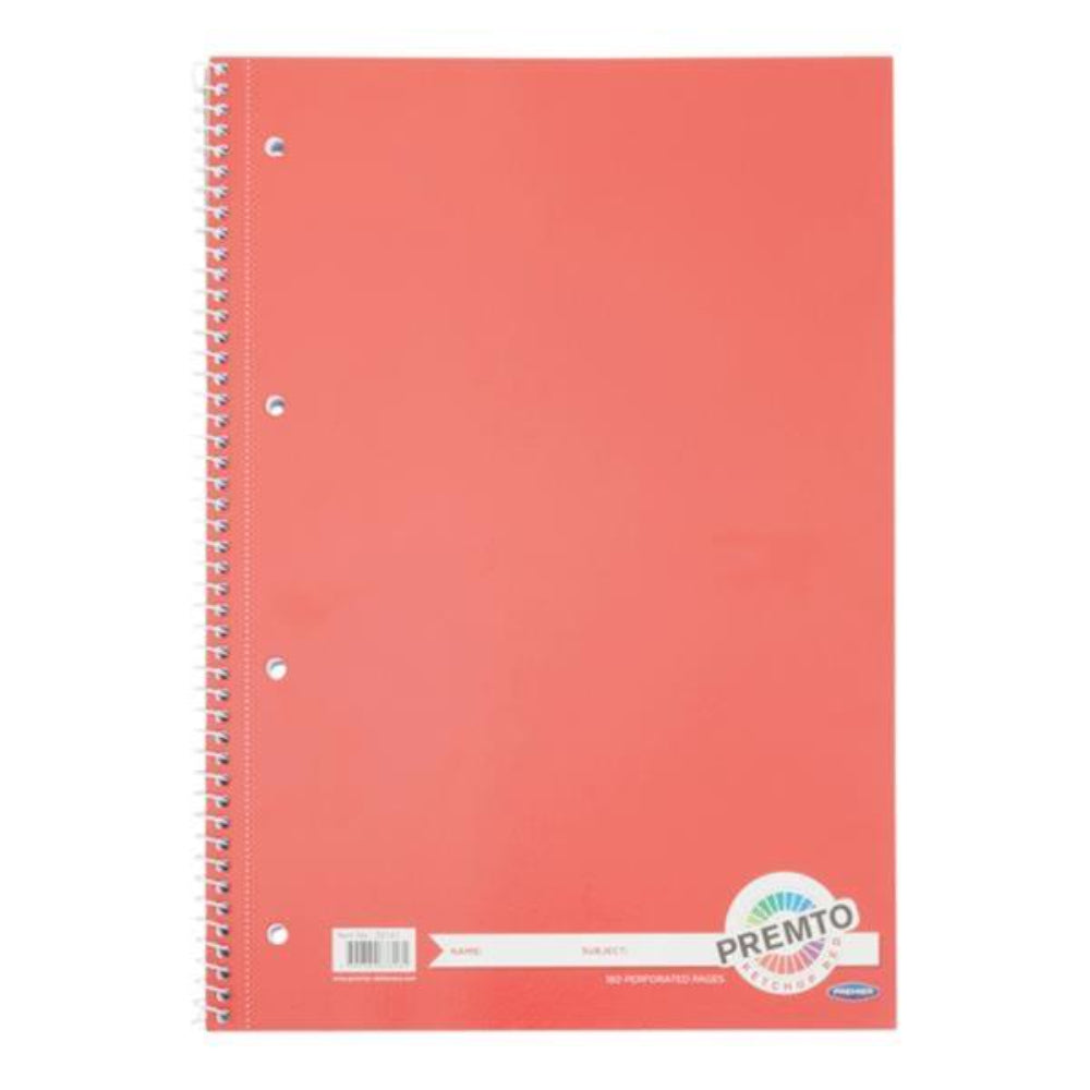 Premto A4 Spiral Notebook - 160 Pages - Ketchup Red-A4 Notebooks-Premto|StationeryShop.co.uk
