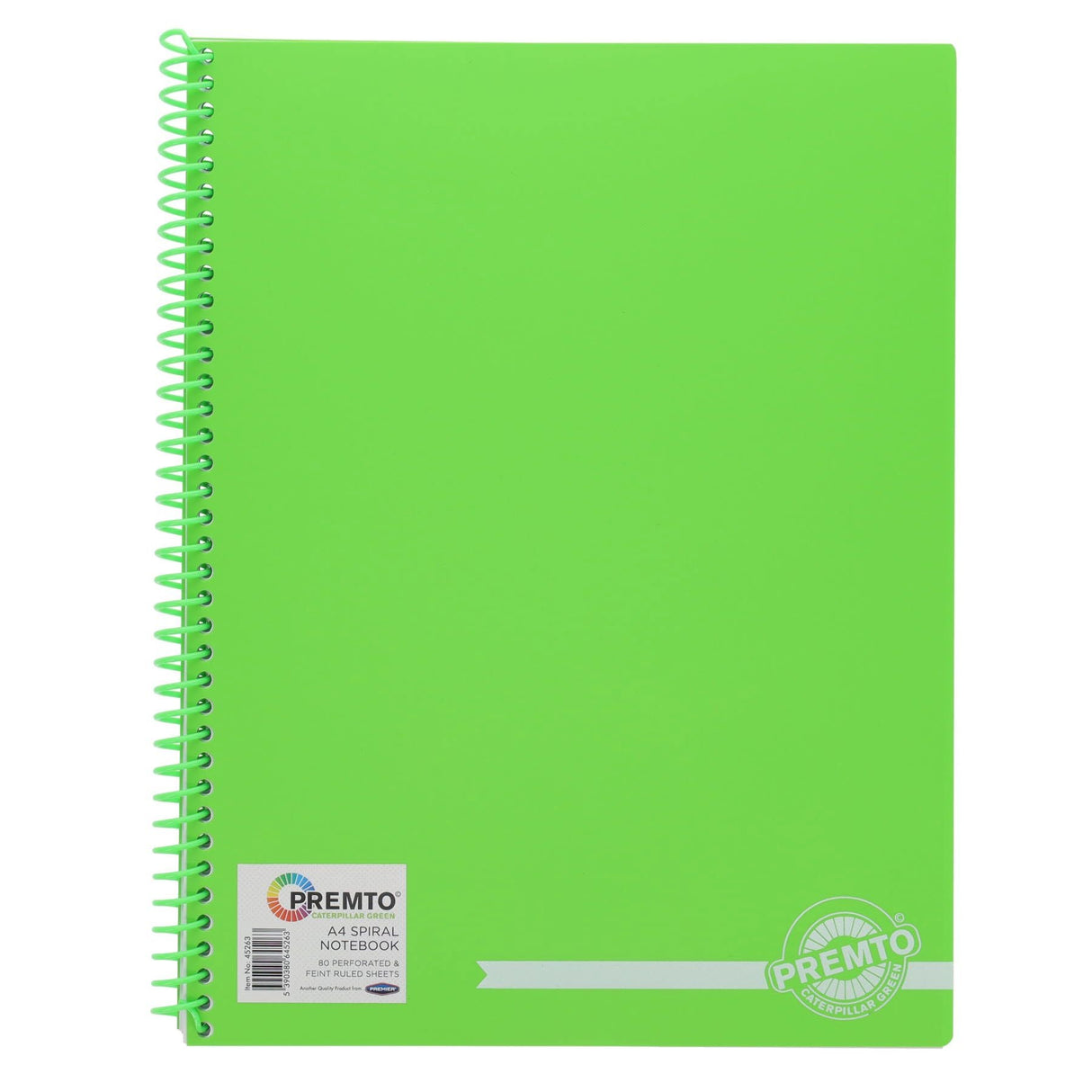 Premto A4 Spiral Notebook PP - 160 Pages - Caterpillar Green | Stationery Shop UK