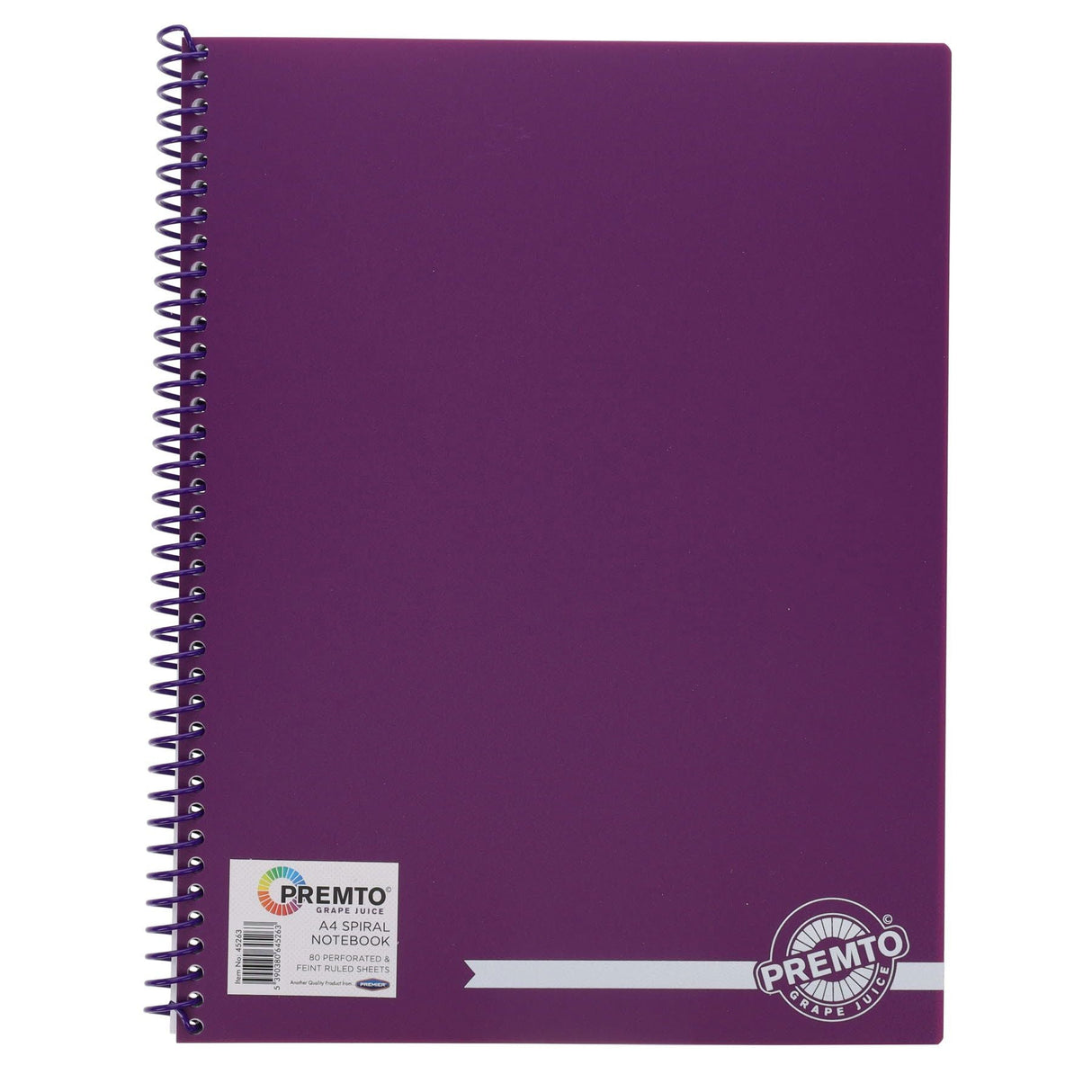 Premto A4 Spiral Notebook PP - 160 Pages - Grape Juice | Stationery Shop UK