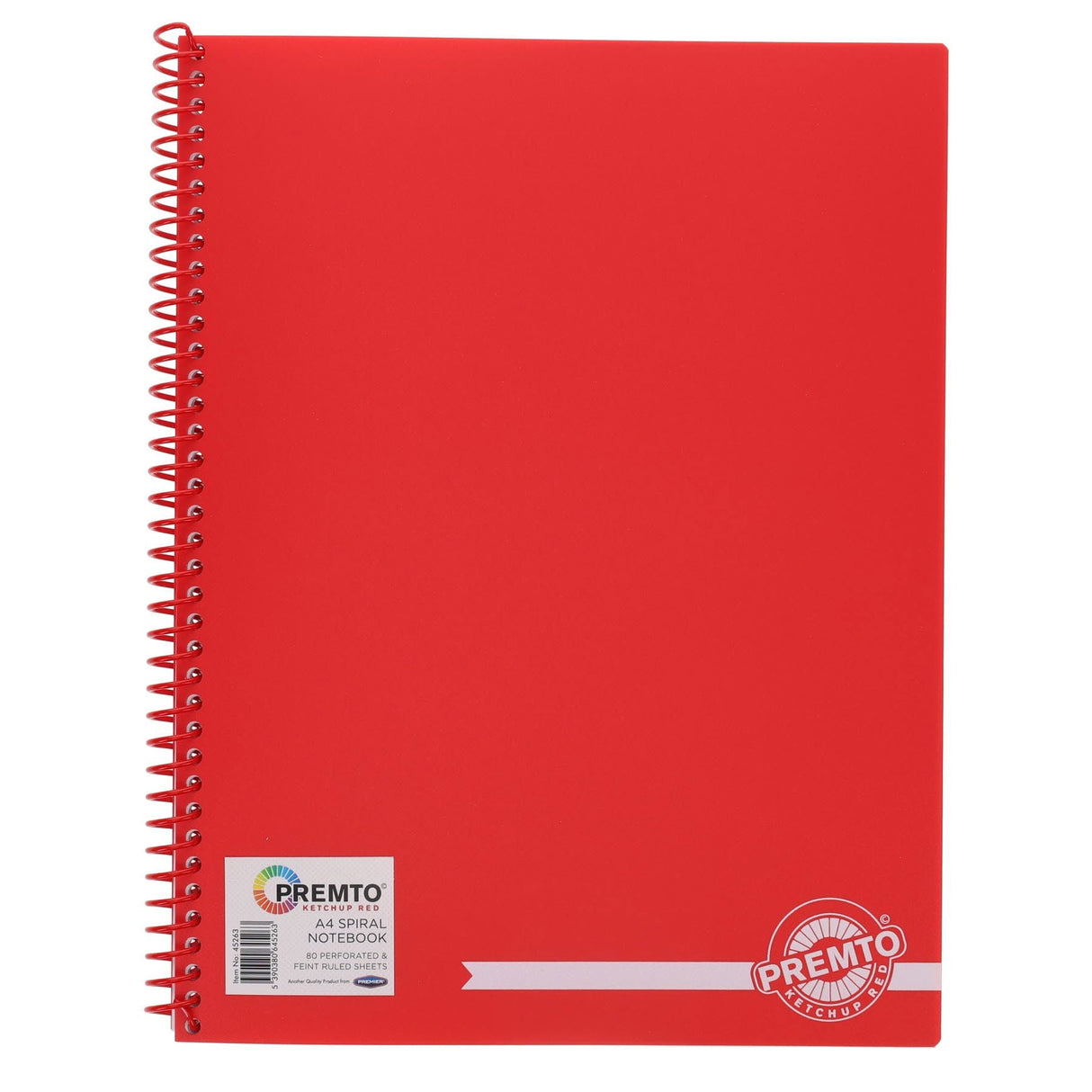 Premto A4 Spiral Notebook PP - 160 Pages - Ketchup Red | Stationery Shop UK
