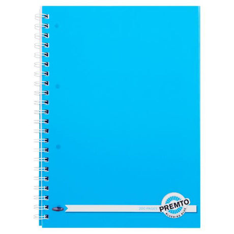 Premto A4 Wiro Notebook - 200 Pages - Neon - Bluebird Blue | Stationery Shop UK