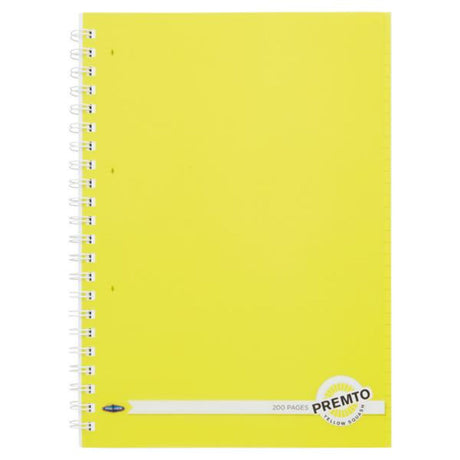 Premto A4 Wiro Notebook - 200 Pages - Neon - Yellow Squash | Stationery Shop UK
