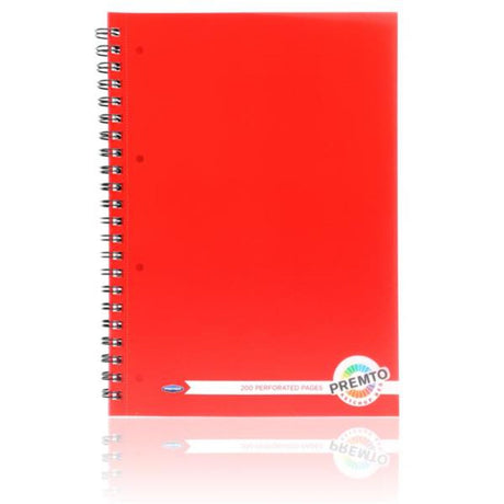 Premto A4 Wiro Notebook PP - 200 Pages - Ketchup Red | Stationery Shop UK