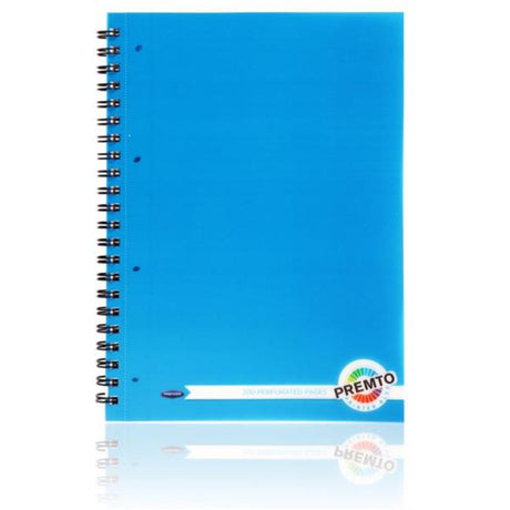 Premto A4 Wiro Notebook PP - 200 Pages - Printer Blue | Stationery Shop UK