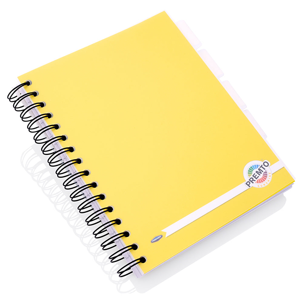 Premto A5 5 Subject Project Book - 250 Pages - Sunshine Yellow | Stationery Shop UK