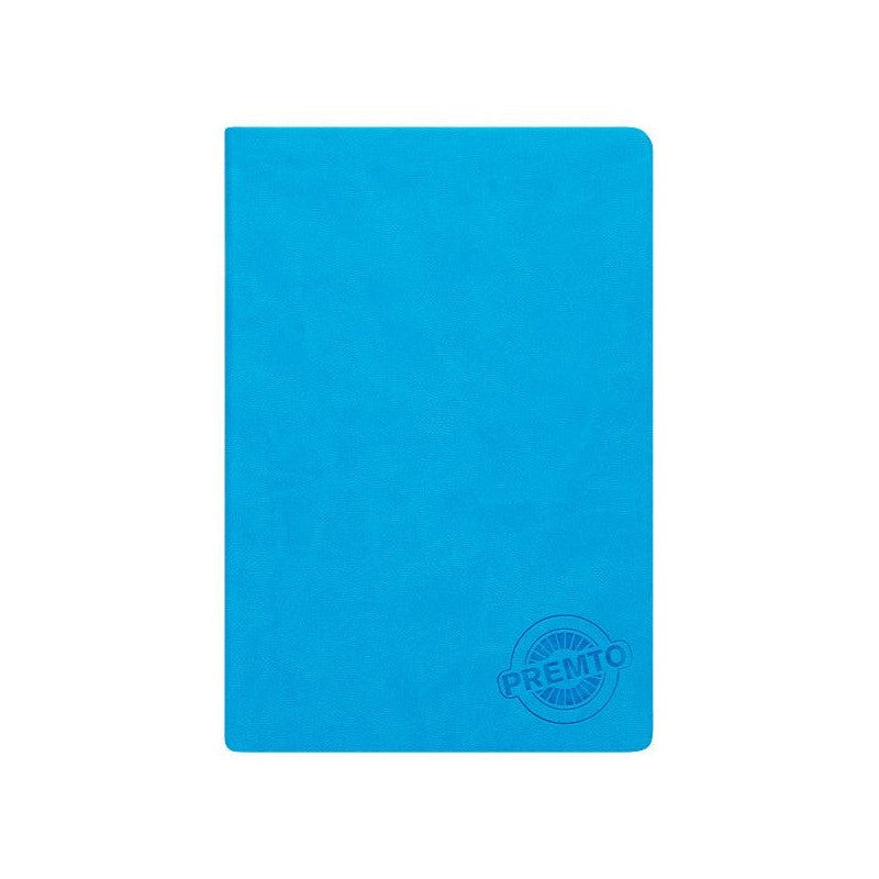 Premto A5 PU Leather Hardcover Notebook - 192 Pages - Printer Blue | Stationery Shop UK