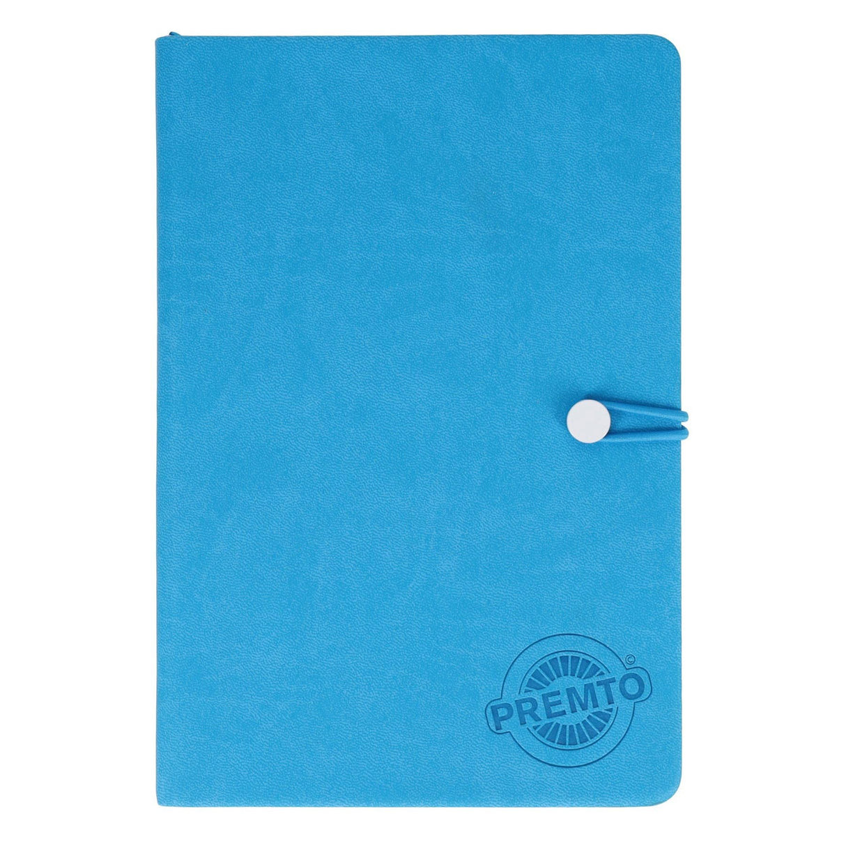 Premto A5 PU Leather Hardcover Notebook with Elastic Closure - 192 Pages - Printer Blue | Stationery Shop UK