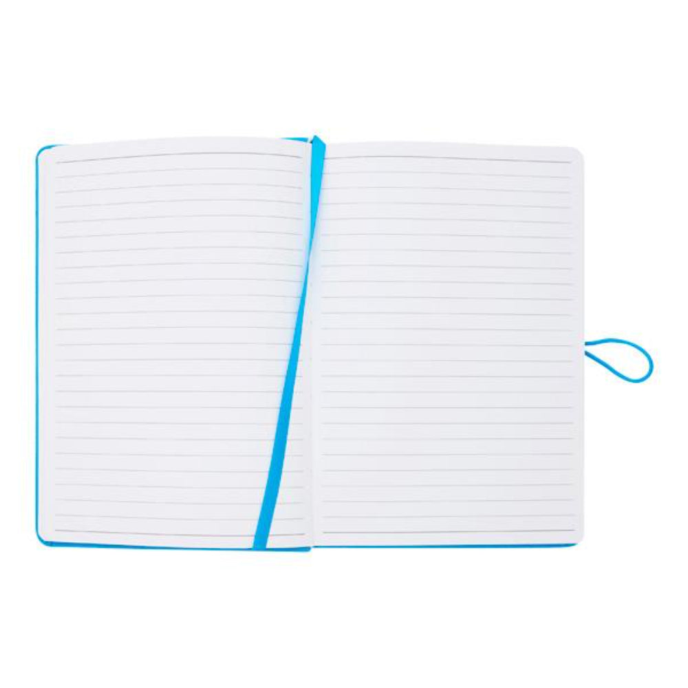 Premto A5 PU Leather Hardcover Notebook with Elastic Closure - 192 Pages - Printer Blue | Stationery Shop UK
