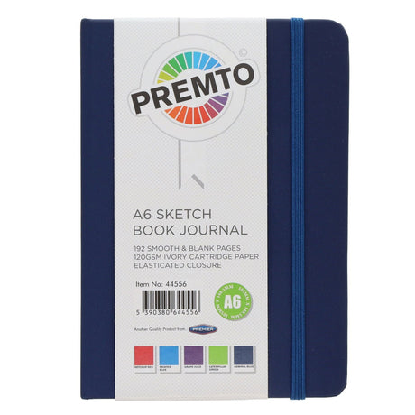 Premto A6 Journal & Sketch Book - 192 Pages - Admiral Blue-Sketchbooks-Premto|StationeryShop.co.uk