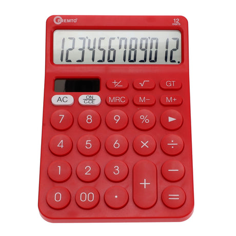 Premto Desktop Calculator Maths Essentials - Ketchup Red | Stationery Shop UK