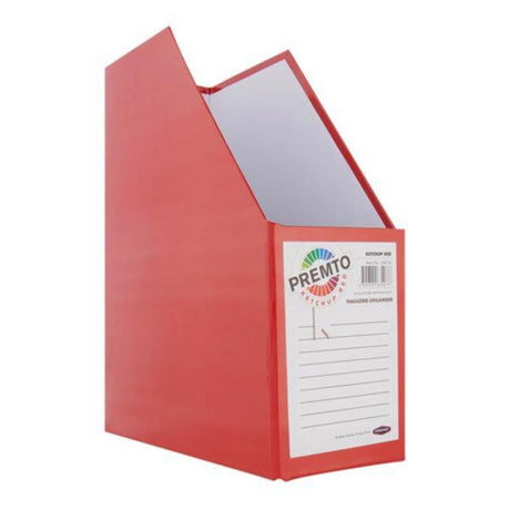 Premto Magazine Organiser - Made of Heavy Duty Cardboard - Ketchup Red | Stationery Shop UK