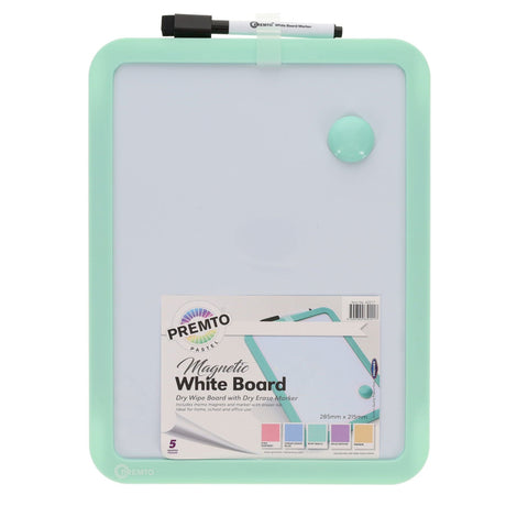 Premto Magnetic White Board With Dry Wipe Marker - Mint Magic - 285x215mm-Whiteboards-Premto|StationeryShop.co.uk