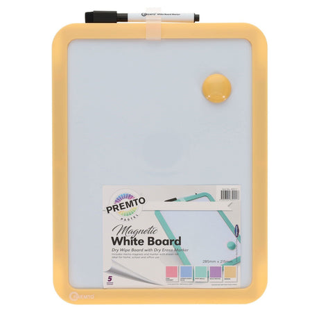 Premto Magnetic White Board With Dry Wipe Marker - Papaya - 285x215mm | Stationery Shop UK