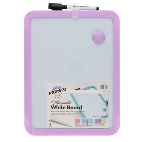 Premto Magnetic White Board With Dry Wipe Marker - Wild Orchid - 285x215mm | Stationery Shop UK