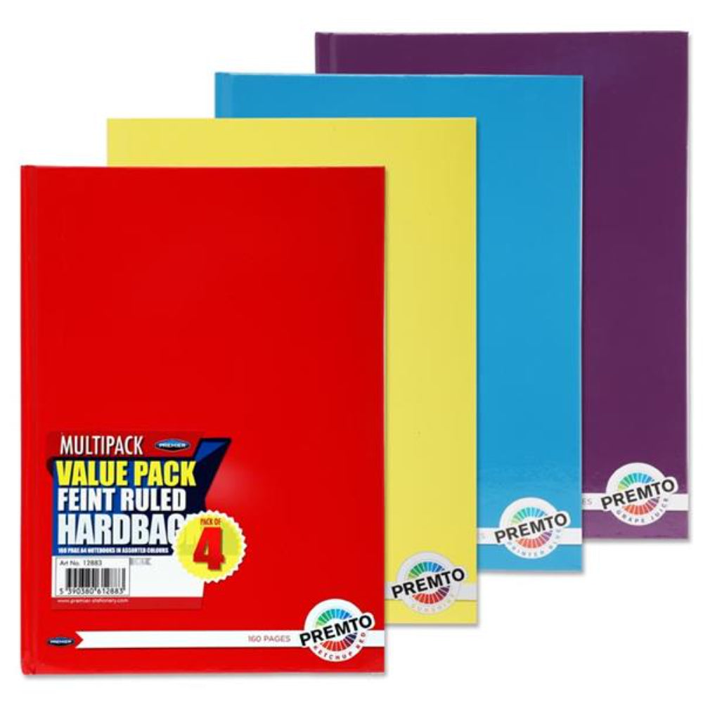 Premto Multipack | A4 Hardcover Notebook - 160 Pages - Pack of 4-A4 Notebooks-Premto|StationeryShop.co.uk