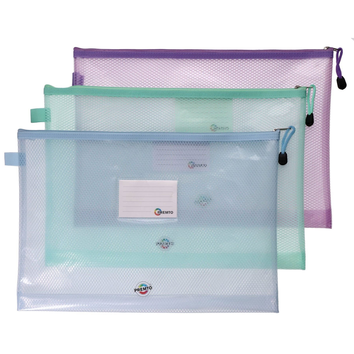 Premto Multipack | B4+ Ultramesh Expanding Wallet with Zip - Pastel - Pack of 3-Mesh Wallet Bags-Premto | Buy Online at Stationery Shop