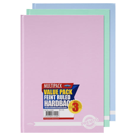 Premto Multipack | Pastel A4 160pg Hardcover Notebook - Pack of 3-A4 Notebooks-Premto|StationeryShop.co.uk