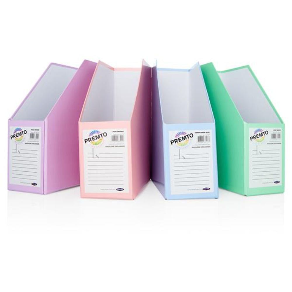 Premto Multipack | Pastel Magazine Organisers - Made of Heavy Duty Cardboard - Pack of 4 | Stationery Shop UK