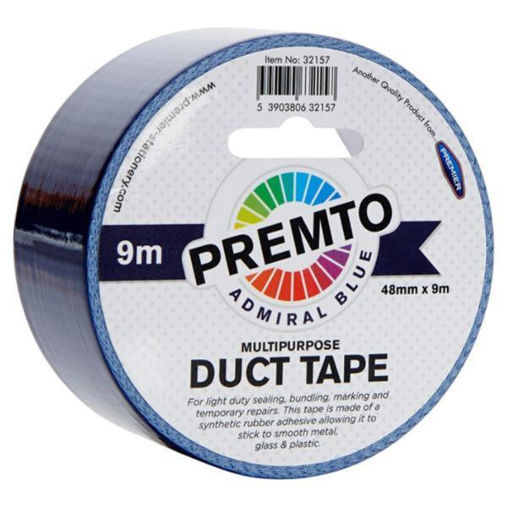 Premto Multipurpose Duct Tape - 48mm x 9m - Admiral Blue | Stationery Shop UK