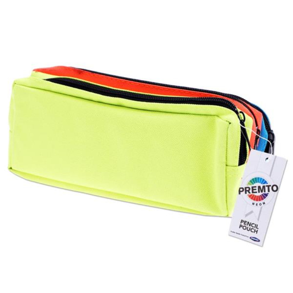Premto Neon 3 Pocket Zip Pencil Cases | Stationery Shop UK