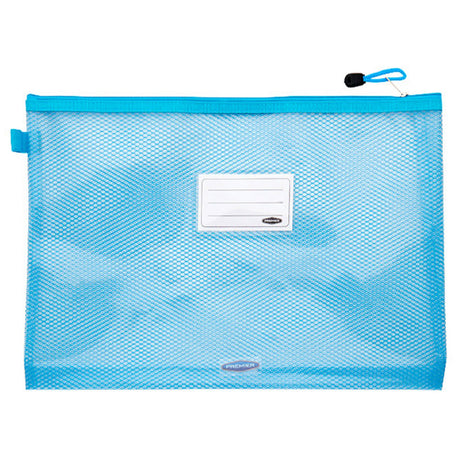 Premto Neon B4+ Ultramesh Expanding Wallet with Zip - Bluebird Blue-Mesh Wallet Bags-Premto|StationeryShop.co.uk