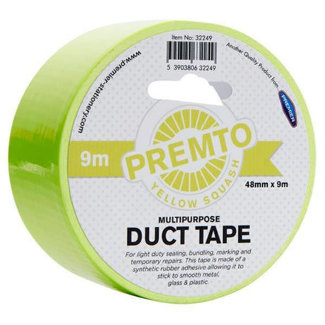 Premto Neon Multipurpose Duct Tape - 48mm x 9m - Yellow Squash | Stationery Shop UK