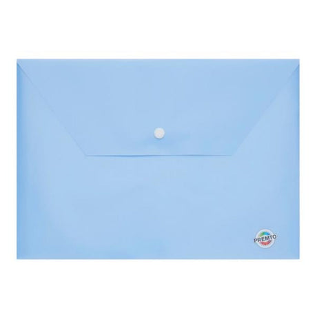 Premto Pastel A4 Button Wallet - Cornflower Blue-Document Folders & Wallets-Premto|StationeryShop.co.uk