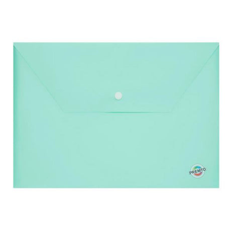 Premto Pastel A4 Button Wallet - Mint Magic Green-Document Folders & Wallets-Premto | Buy Online at Stationery Shop