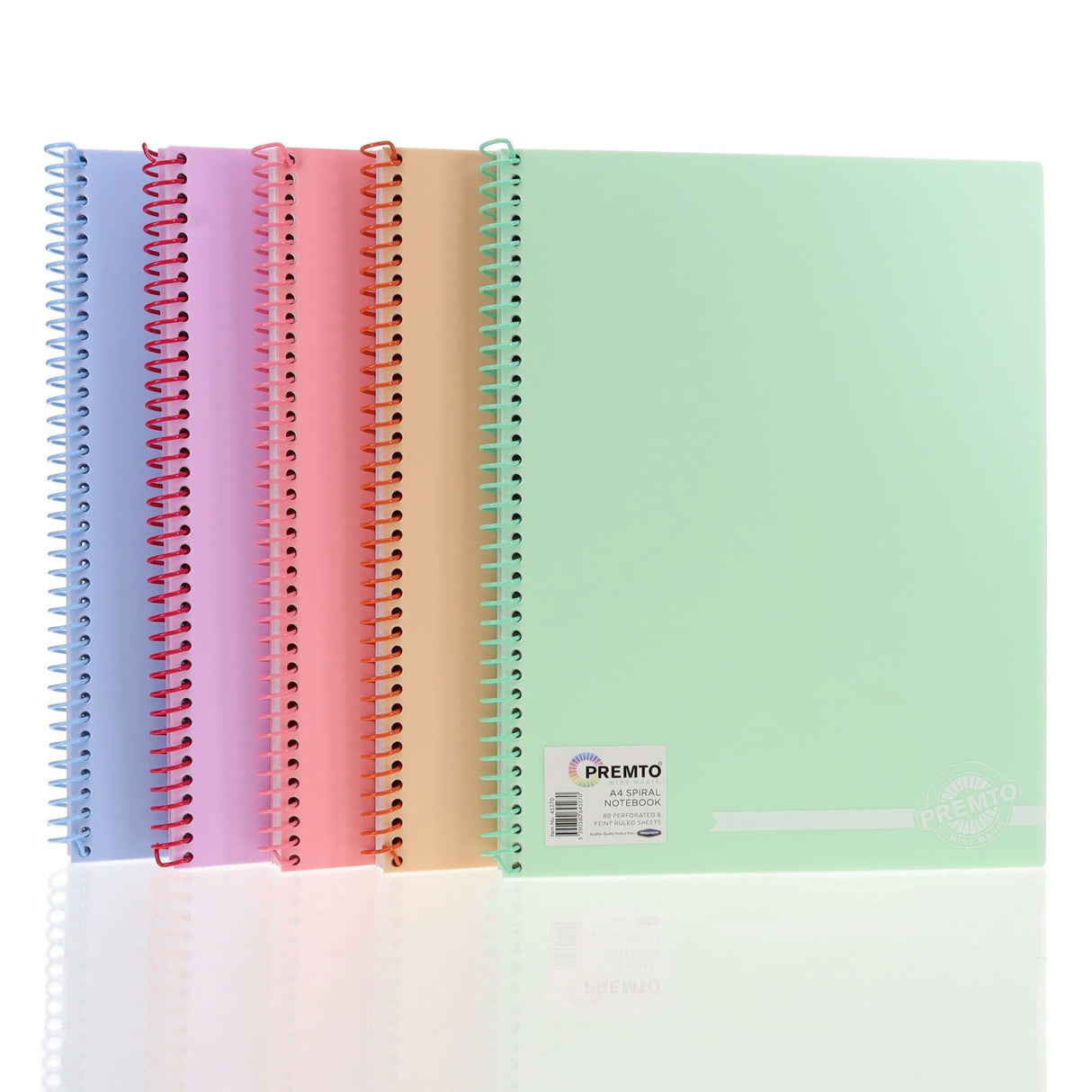 Premto Pastel A4 Spiral Notebook PP - 160 Pages - Papaya | Stationery Shop UK
