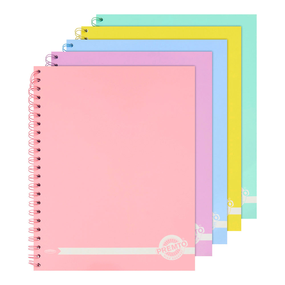 Premto Pastel A4 Wiro Notebook - 200 Pages - Pink Sherbet-A4 Notebooks-Premto|StationeryShop.co.uk