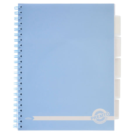 Premto Pastel A4 Wiro Project Book - 5 Subjects - 250 Pages - Cornflower Blue | Stationery Shop UK