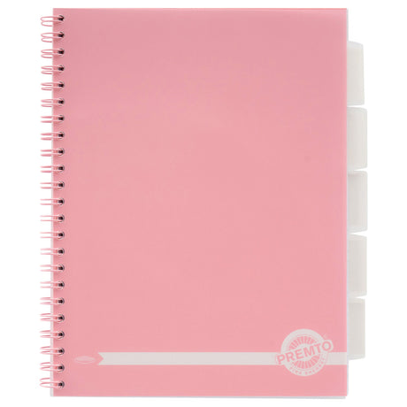 Premto Pastel A4 Wiro Project Book - 5 Subjects - 250 Pages - Pink Sherbet | Stationery Shop UK