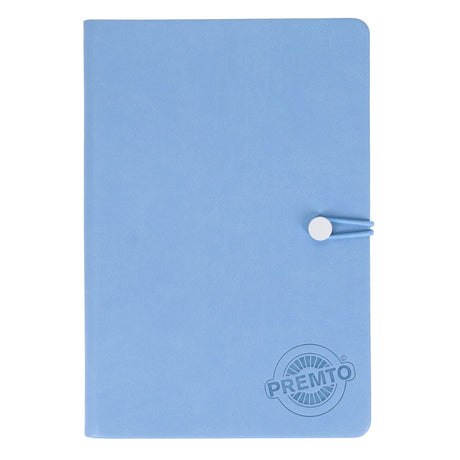 Premto Pastel A5 PU Leather Hardcover Notebook with Elastic Closure - 192 Pages - Cornflower Blue | Stationery Shop UK