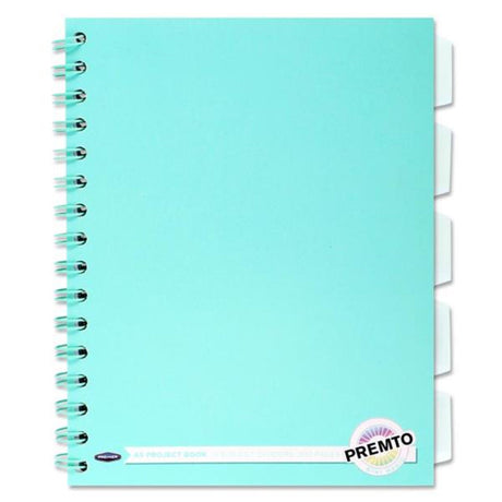 Premto Pastel A5 Wiro Project Book - 5 Subjects - 200 Pages - Mint Magic-Subject & Project Books-Premto|StationeryShop.co.uk