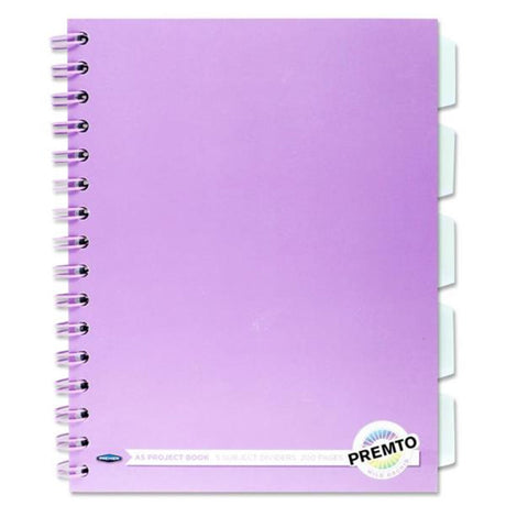 Premto Pastel A5 Wiro Project Book - 5 Subjects - 200 Pages - Wild Orchid-Subject & Project Books-Premto|StationeryShop.co.uk