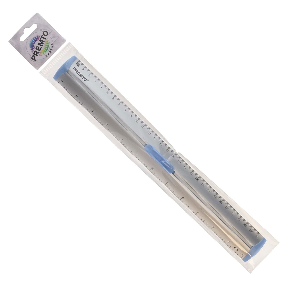 Premto Pastel Aluminum Ruler With Grip 30cm - Cornflower Blue-Rulers-Premto | Buy Online at Stationery Shop