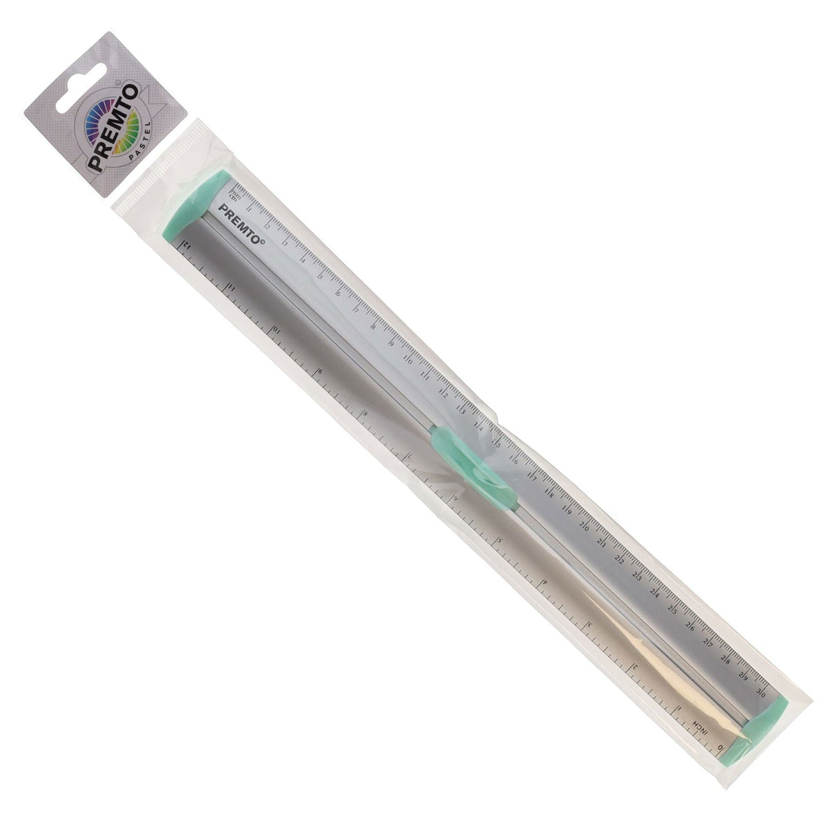 Premto Pastel Aluminum Ruler With Grip 30cm - Mint Magic-Rulers-Premto | Buy Online at Stationery Shop