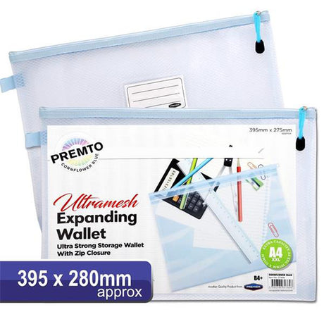 Premto Pastel B4+ Ultramesh Expanding Wallet with Zip - Cornflower Blue