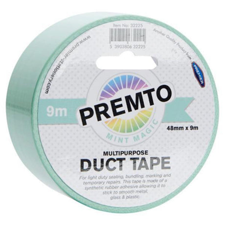 Premto Pastel Multipurpose Duct Tape - 48mm x 9m - Mint Magic Green-Multipurpose Tape-Premto|StationeryShop.co.uk