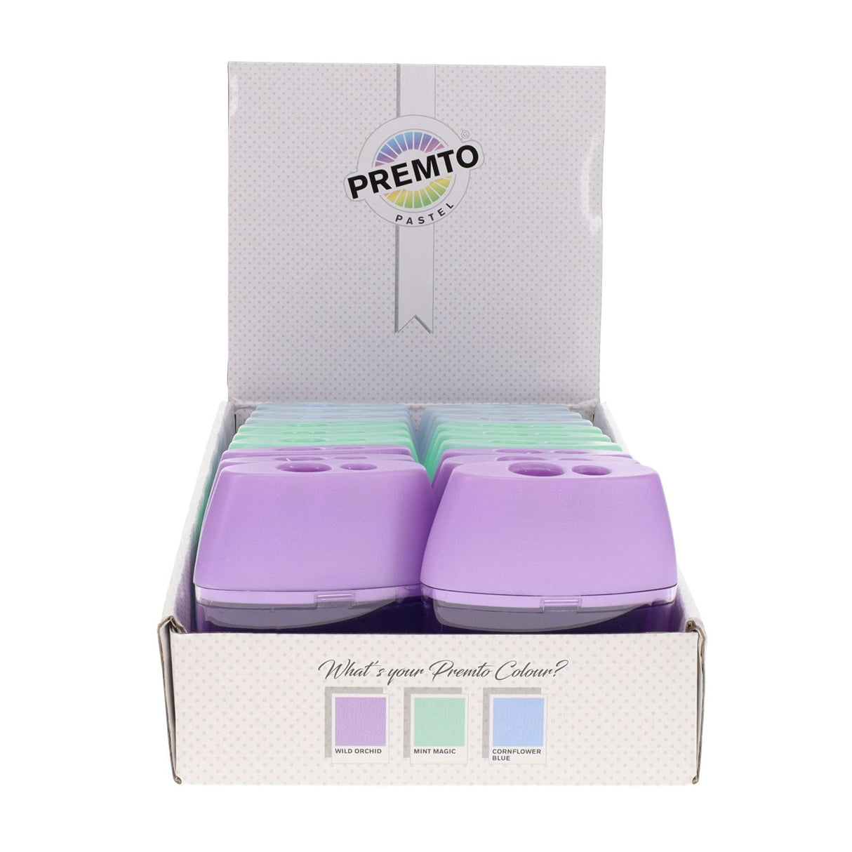 Premto Pastel Twin Hole Pencil Sharpener - Box of 18