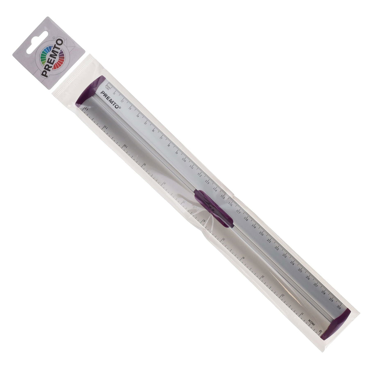 Premto S1 Aluminum Ruler With Grip 30cm - Grape Juice-Rulers-Premto|StationeryShop.co.uk