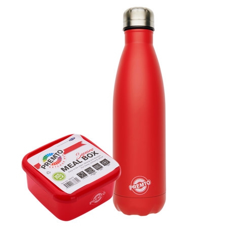 Premto Snack Box & Stainless Steel Bottle - Ketchup Red | Stationery Shop UK