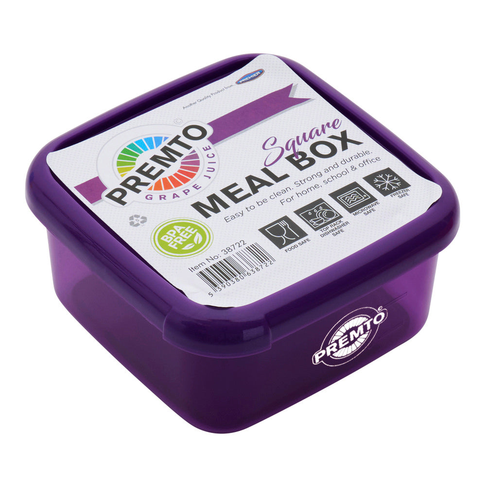Premto Square BPA Free Meal Box - Microwave Safe - Grape Juice Purple-Lunch Boxes-Premto|StationeryShop.co.uk