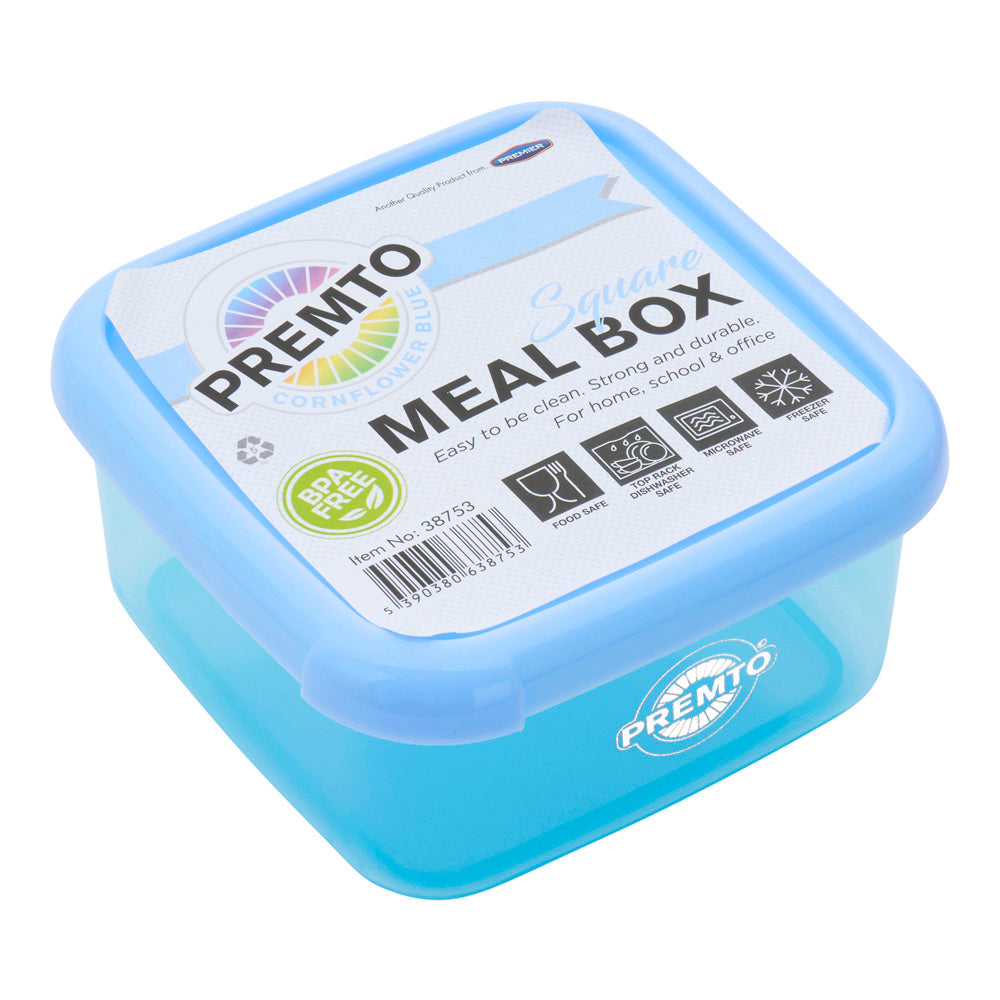 Premto Square BPA Free Meal Box - Microwave Safe - Pastel - Cornflower Blue | Stationery Shop UK