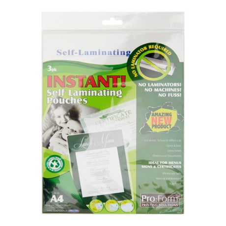 Pro:Form A4 Instant Self Laminating Pouches - Pack of 3 | Stationery Shop UK