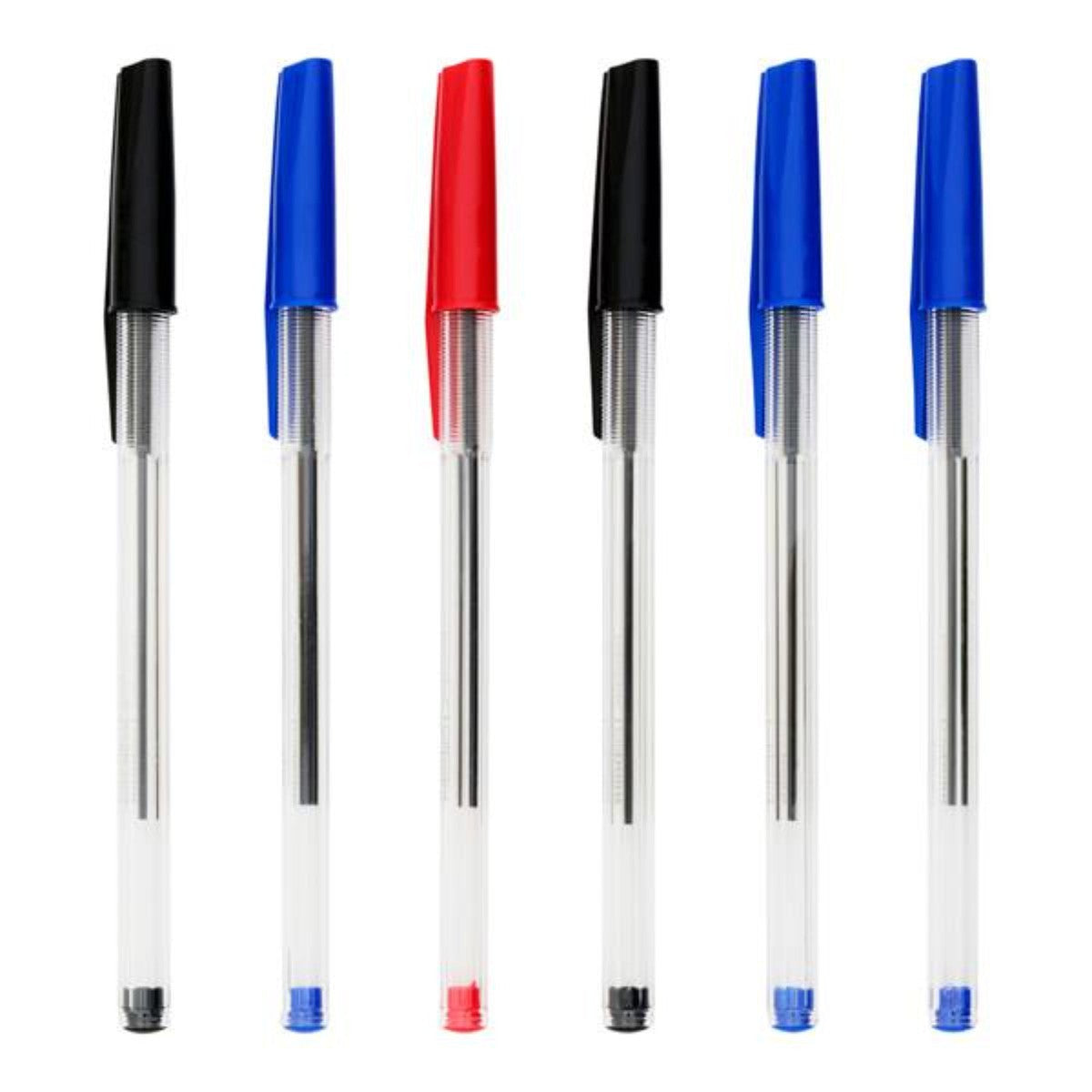 Pro:Scribe Ballpoint Pens - Blue, Red, Black Ink - Pack of 6