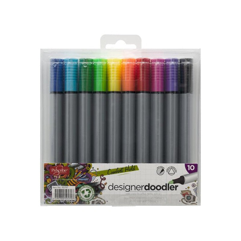 Pro:Scribe Design Doodler Watercolour Markers - Pack of 10 | Stationery Shop UK