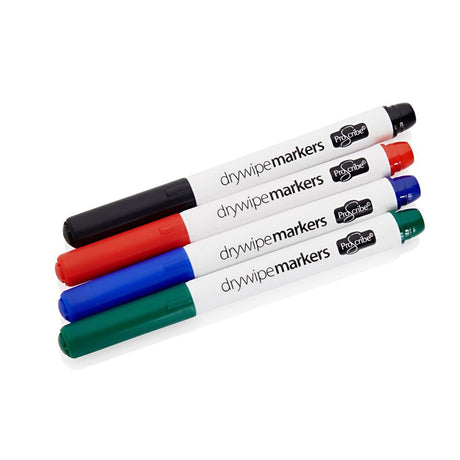 Pro:Scribe Dry Wipe Whiteboard Markers Thin - Pack of 4 | Stationery Shop UK